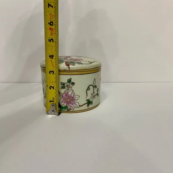 VTG Powder Trinket Jar Box With 2 Birds & Beautifully Colored Crackle Glaze - Picture 10 of 13
